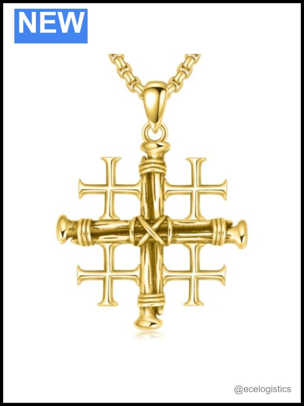 925 Sterling Silver Jerusalem Cross Pendant Necklace 22"